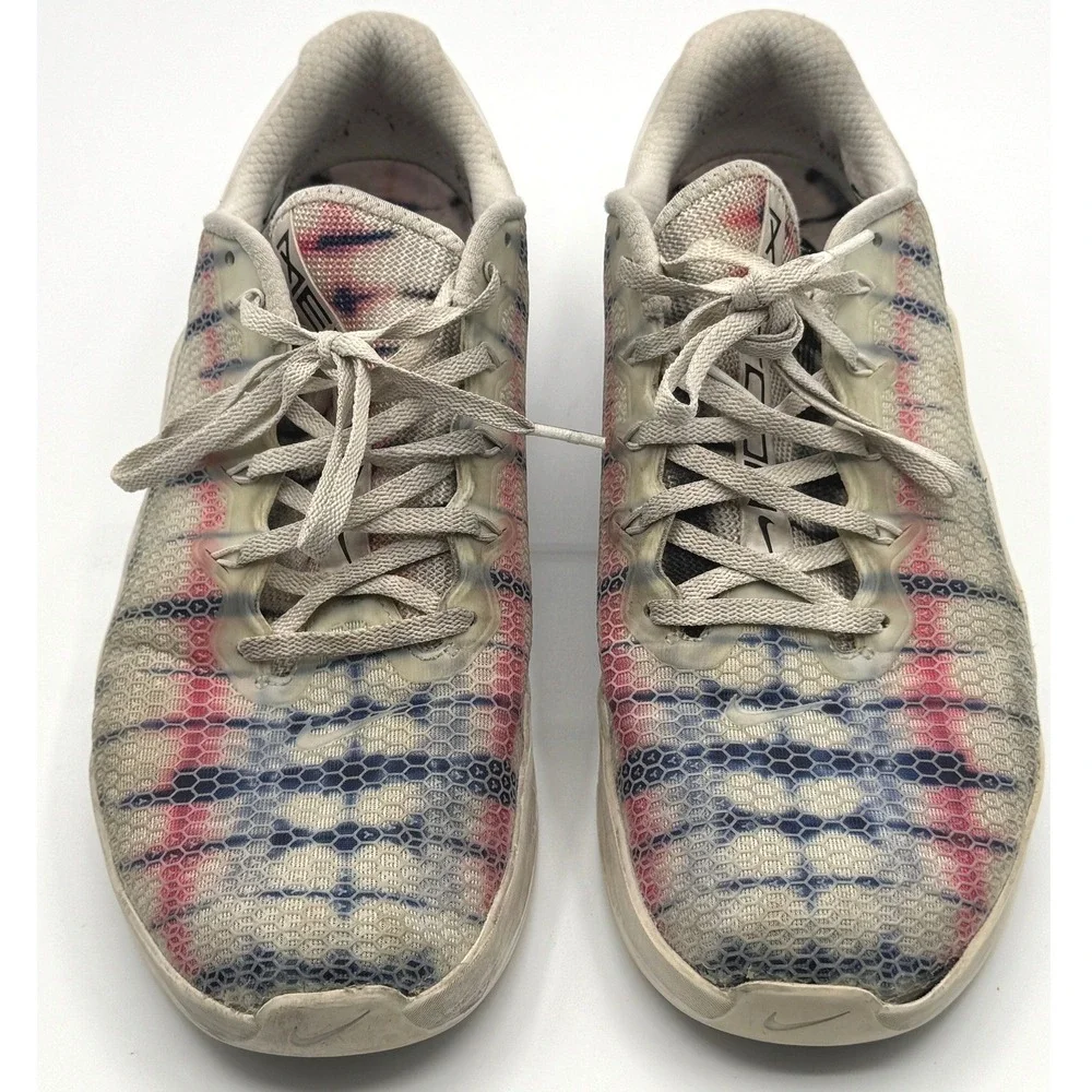 Nike Metcon 5 Mens 10.5 Training Shoes Tie Dye Plaid Red White Blue AQ1189-100